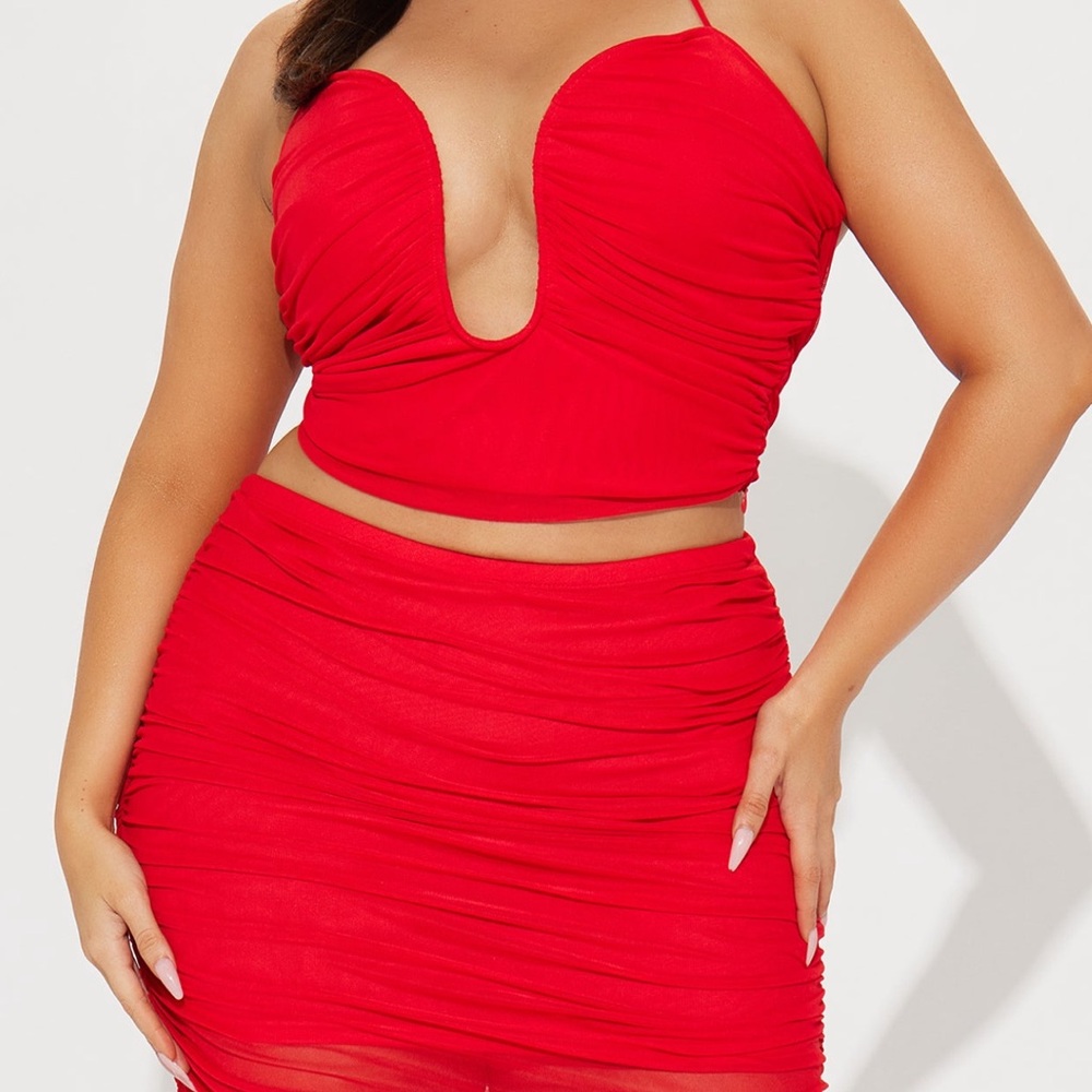 Fashion Nova Bold Red Two-Piece Set